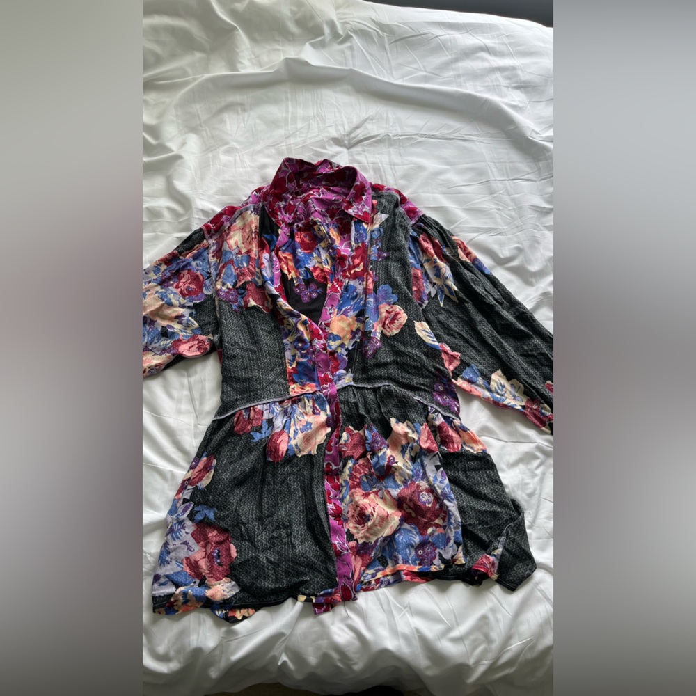 Free People Floral Long Sleeve Tunic
